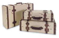Antique Ivory Suitcases - Set of 3