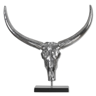 Berin Silver Bull Skull Sculpture