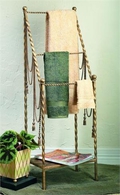 Antique Gold Twisted Iron Swag Tassel Towel Rack