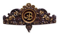 Custom Finished Bedcrown With Initial (Any Letter) Espresso  Old World Finish
