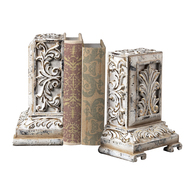Carved Bookends In White With Gold Highlight