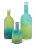 Alena Green and Blue Glass Bottles - Set of 3