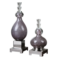Amethyst Modern Charoite Purple Glass Bottles S/2