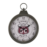 Aged Iron Vintage Fob Style Route 66 Clock