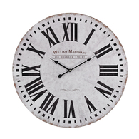 Aged White Large Round Wall Clock