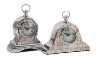 Aluminum Mother of Pearl Clock - Set of 2