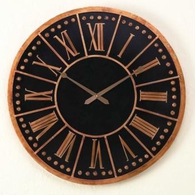 Antique Black Wood Gold Iron Accents 31" Wall Clock