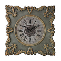 Antique Reproduction Clock Frame With Industrial Center Print