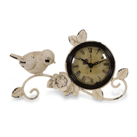 Bird and Rose Cottage Chic Tabletop Clock