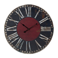 Black And Red Distressed Printed Clock