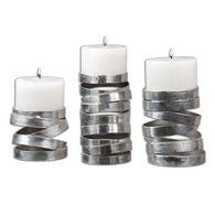 Abstract Tamaki Silver Candleholders, S/3