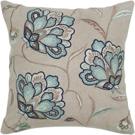 Beige Blue Traditional Floral 18" x 18" Pillow  S/2