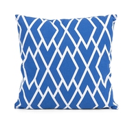 Blue and White Geometric Graphic Print Pillow
