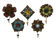 Colorful Floral Wall Hooks - Set of 5