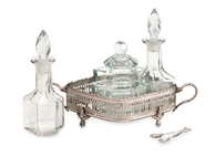 Brass and Glass Table Set - Set of 7 Entertaining Serving