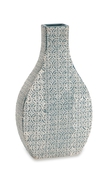 Blue and Ivory Geometric Medium Pattern Vase