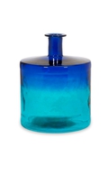 Cobalt and Turquoise  Short Oversized Recycled Glass Vase