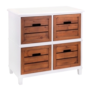 Strout White and Wood 4-Drawer Chest