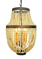 Creme Bead and Iron Four Light Chandelier