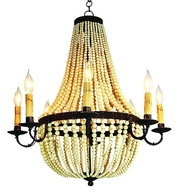 Eight Light Iron and Cr??me Bead Chandelier