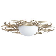 Vivian Opal White Two Light Ceiling Mount - Aged Silver