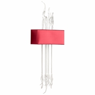 Clear Art Glass Wall Sconce w Red Shade