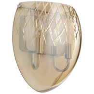 Etched Glass Wall Sconce Two Light - Cognac