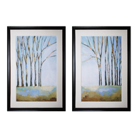 Abstract Landscape Trees Framed Art - Set of 2