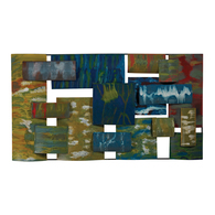 Abstract Contemporary Hand Painted Metal Wall Collage