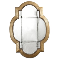 Antiqued Gold Leaf Mirror w/ Rosettes