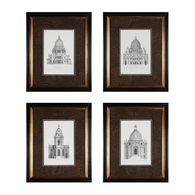 Architectural Drawing Domes Framed Art - Set of 4
