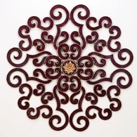 Faux Red 50" Round Scroll Design Wall Grille