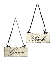 Bride And Groom Decorative Sign Set of 2