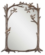 Antiqued Silver Leaf Mirror With Birds And Branches