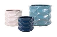 Blue Thayer Earthenware Planters - Set of 3