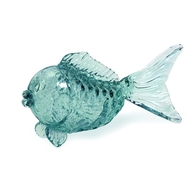 Pisces Blue Glass Fish Tabletop Statuary Coastal Decor