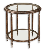 Antique Gold Round Spindle Accent Table