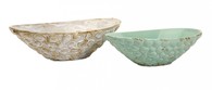 Aqua and White Seashell Serving Bowls - Set of 2