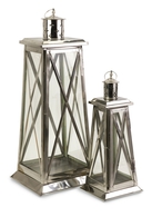 Steel Pillar Candle Lanterns - Set of 2