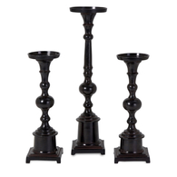 Black Aluminum Pillar Candleholders - Set of 3