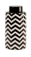 Black and White Chevron Large Canister Jar w/ Lid