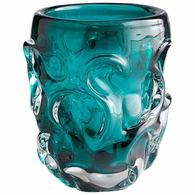 Cyan Blue Turquoise Art Glass Vase - Small