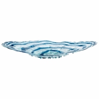 Blue and Clear Spiral Art Glass Plate