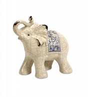 Blue and White Crackle Ceramic Elephant
