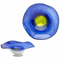 Blue and Yellow Art Glass Bowl - Large