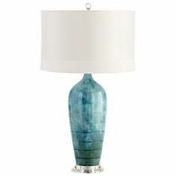 Blue Elysia Ceramic Table Lamp w/ White Shade