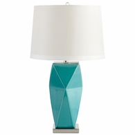 Blue Geometric Ceramic Table Lamp