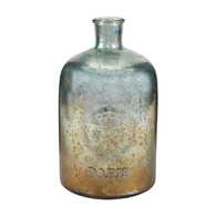 12" Aqua Antique Mercury Glass Bottle