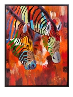 Colorful Abstract Zebra Framed Oil Painting