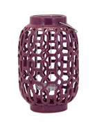 Purple Graphic Cutout Ceramic Candle Lantern - Large - Irresistible